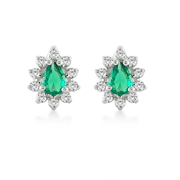 Jewelry - Genuine Emerald Diamond Studs 14k White Gold